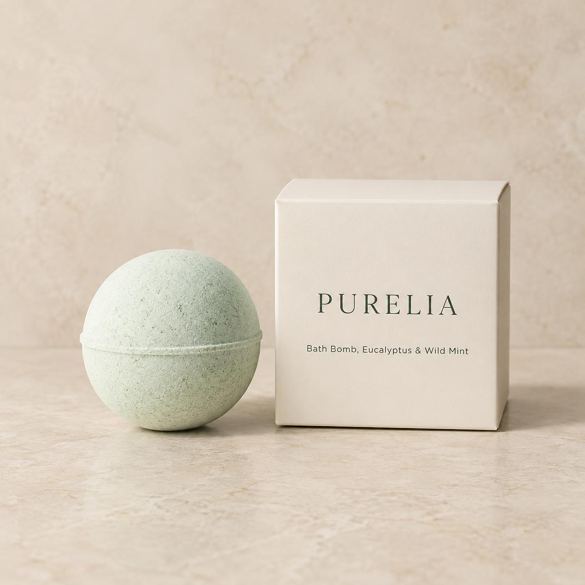Purelia Bath Bomb, Eucalyptus & Wild Mint