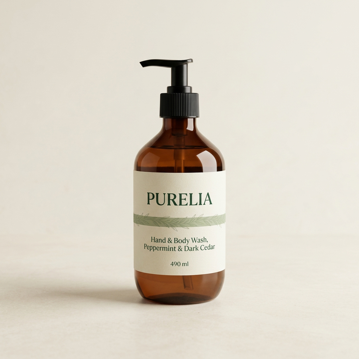 Purelia Hand & Body Wash, Peppermint & Dark Cedar
